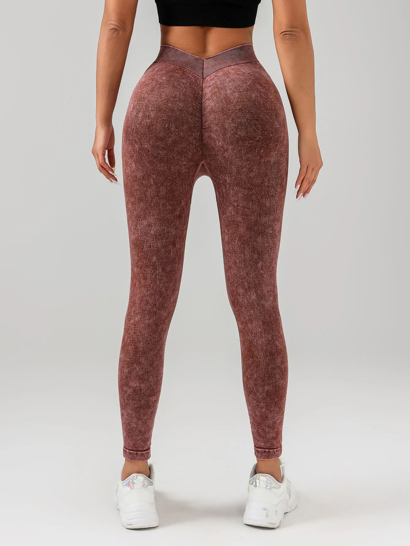 “5-Pack V-Back Scrunch Butt Leggings – High-Waist Seamless Yoga & Workout Pants”