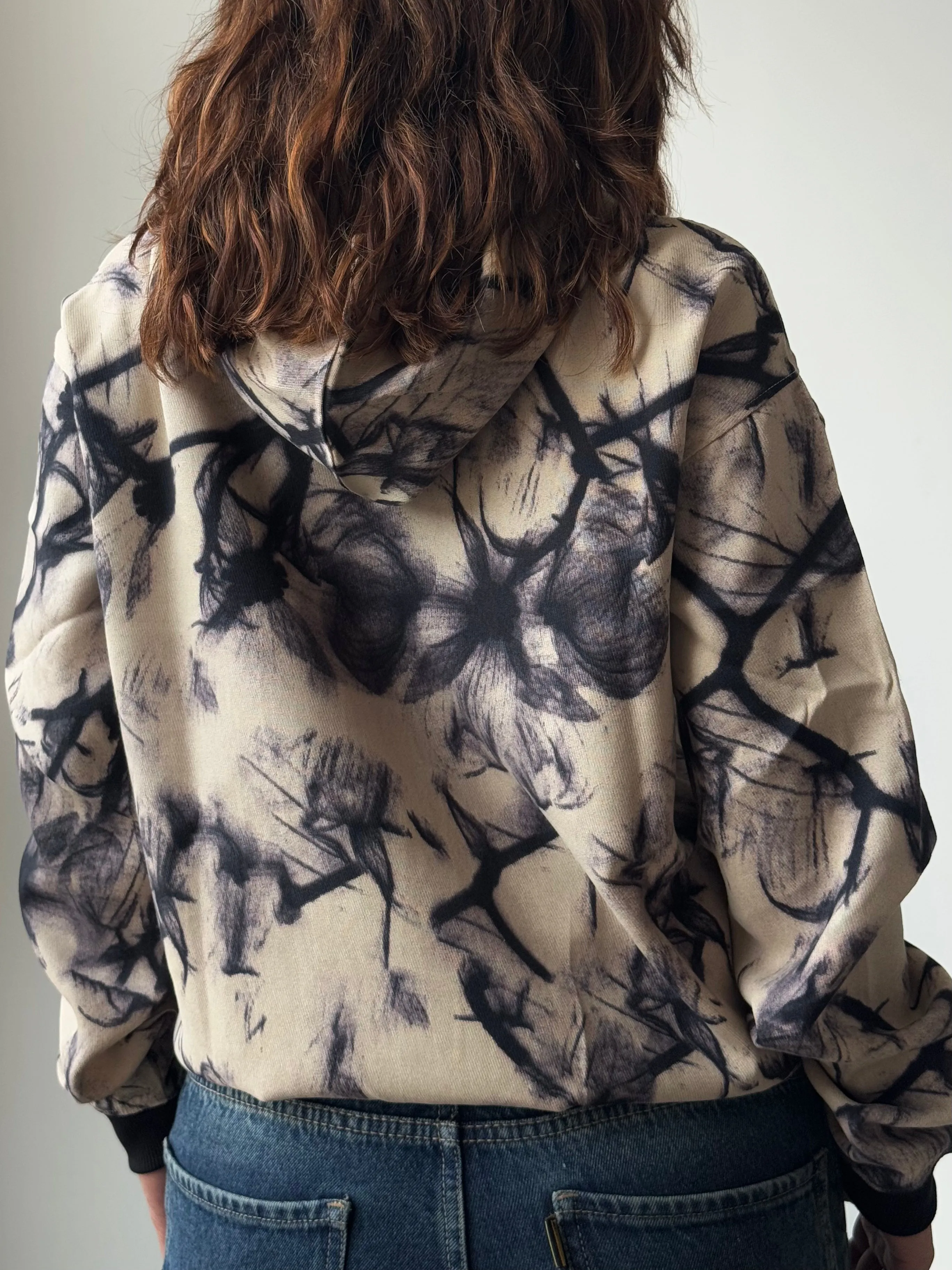 Abstract Smoke Print Oversize Hoodie