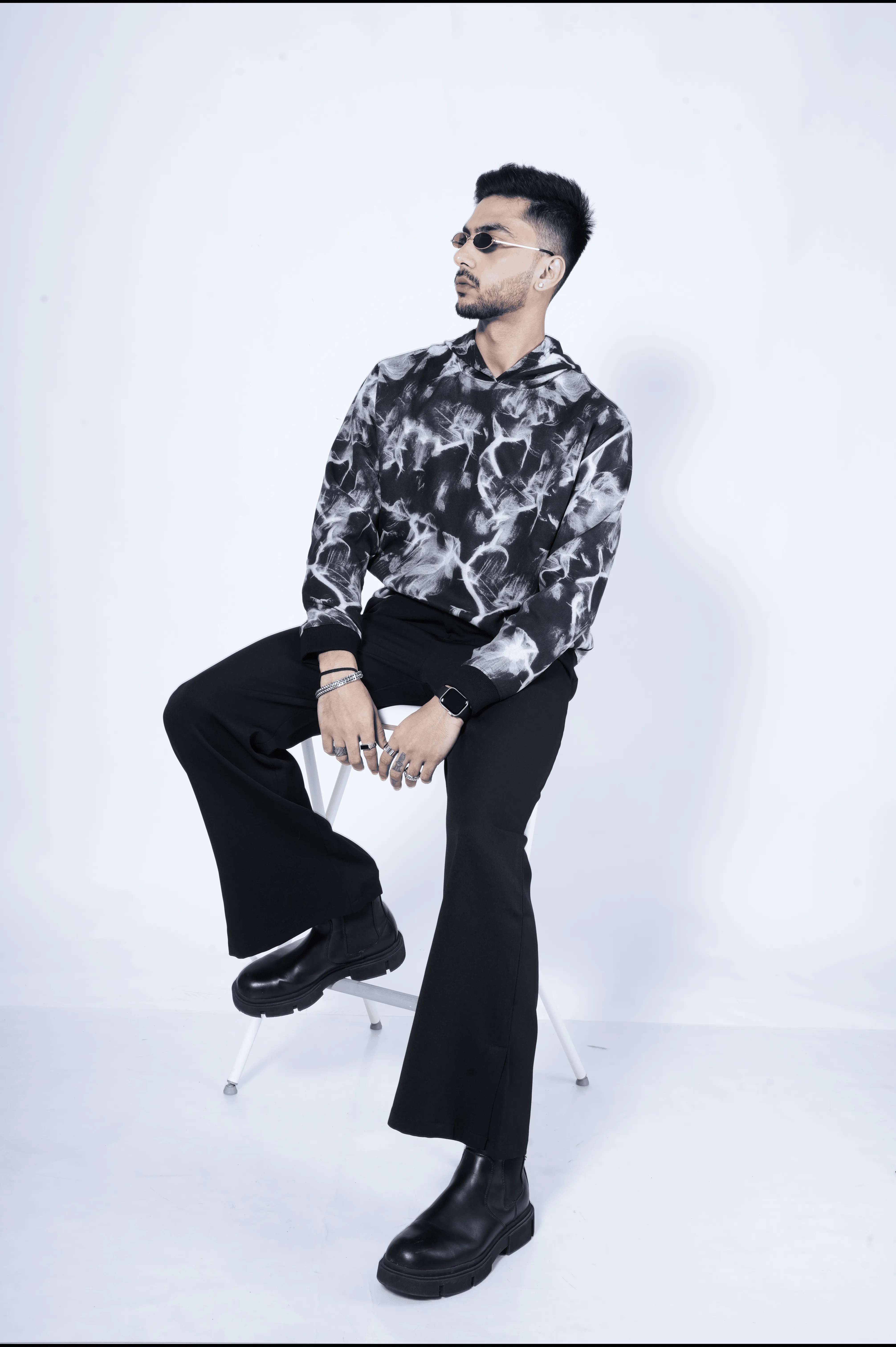 Abstract Smoke Print Oversize Hoodie