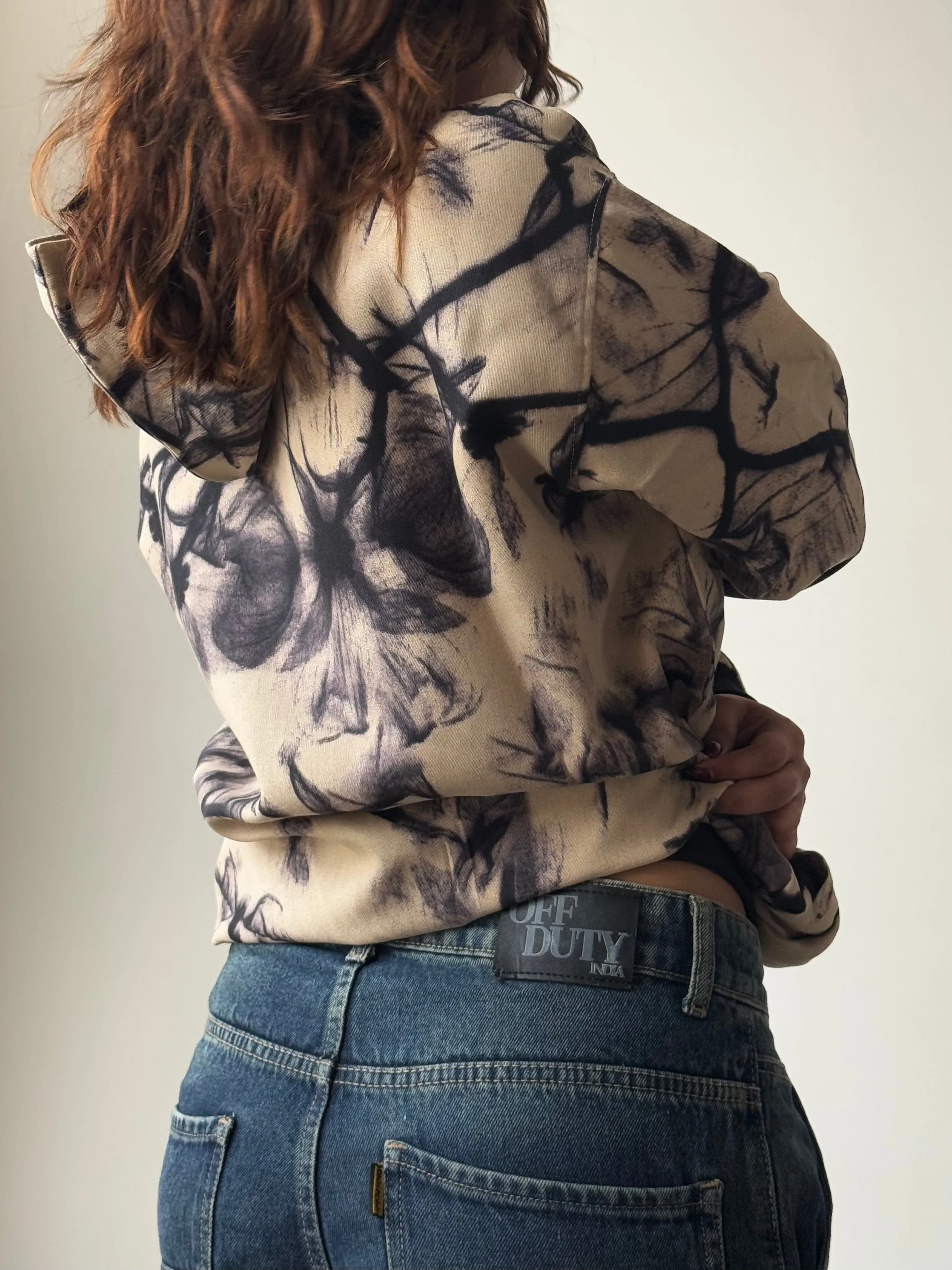 Abstract Smoke Print Oversize Hoodie