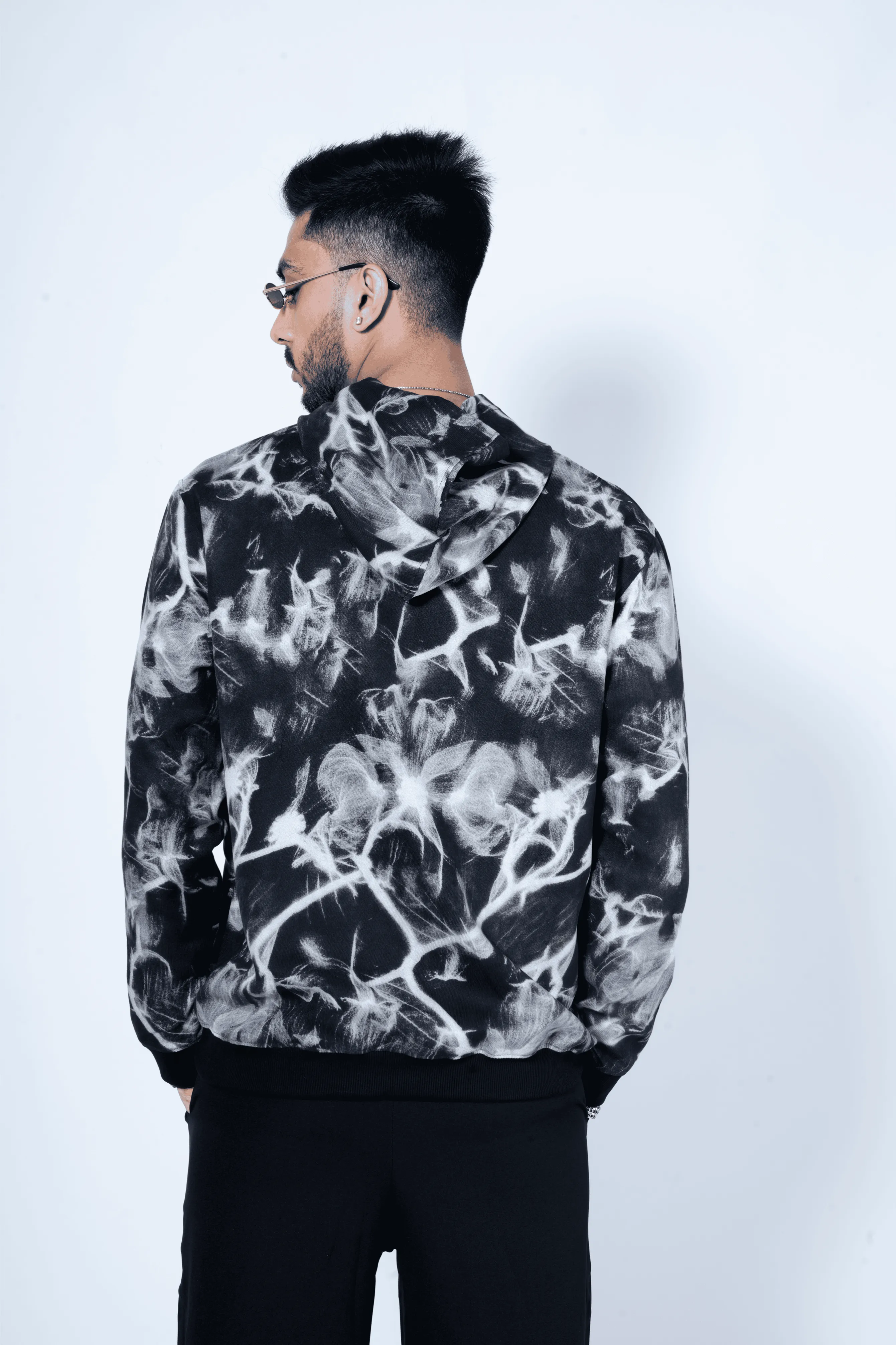 Abstract Smoke Print Oversize Hoodie