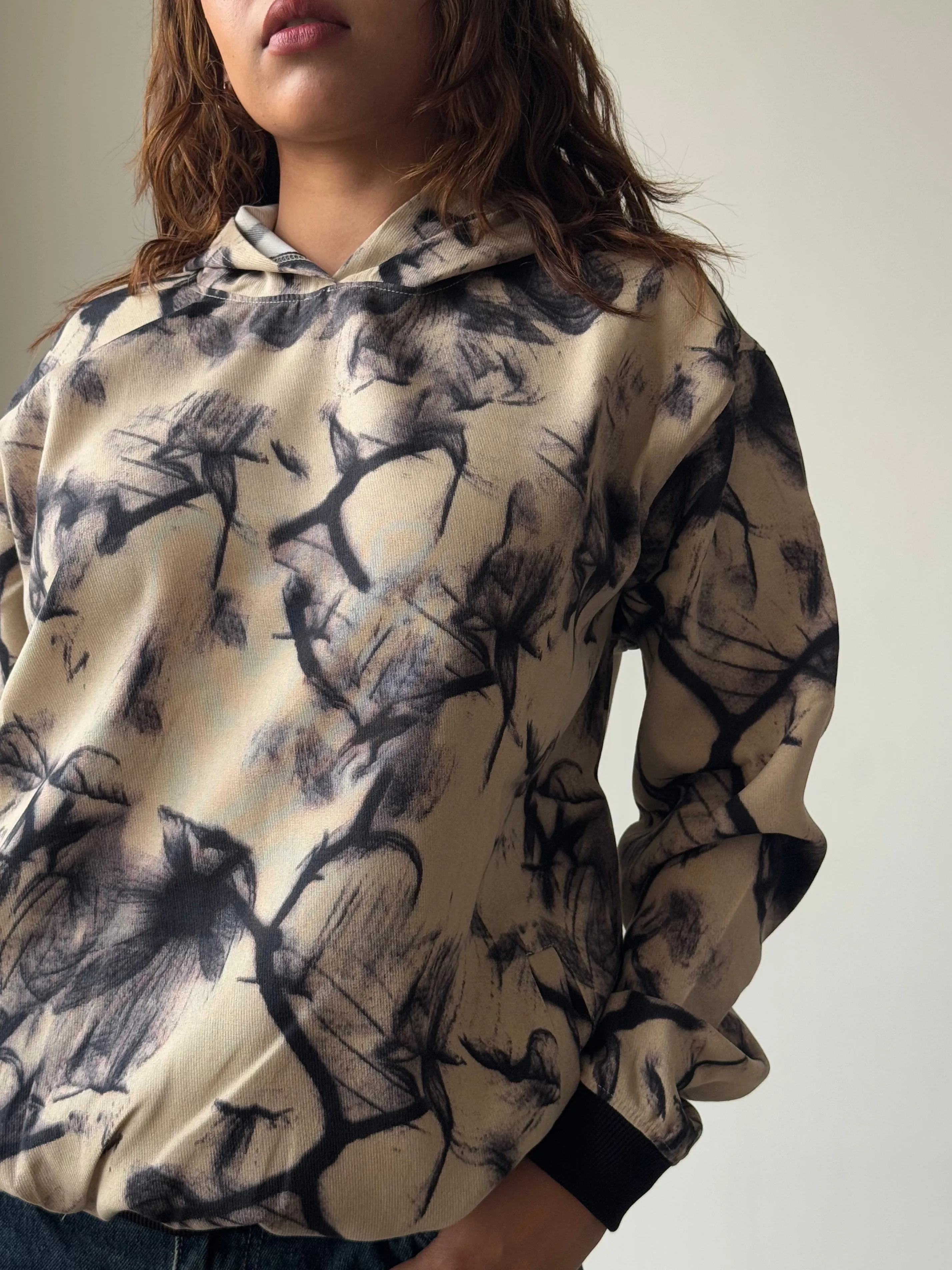 Abstract Smoke Print Oversize Hoodie