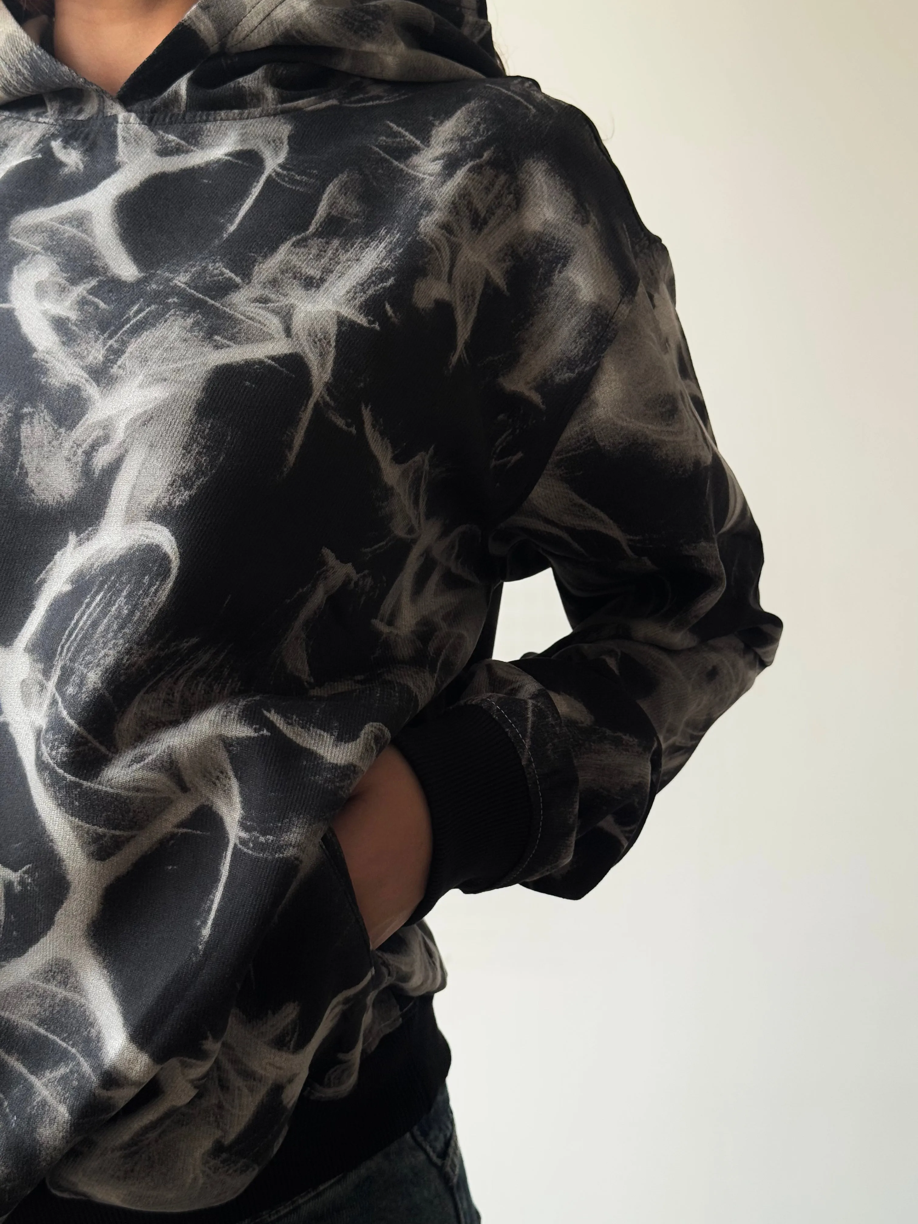 Abstract Smoke Print Oversize Hoodie