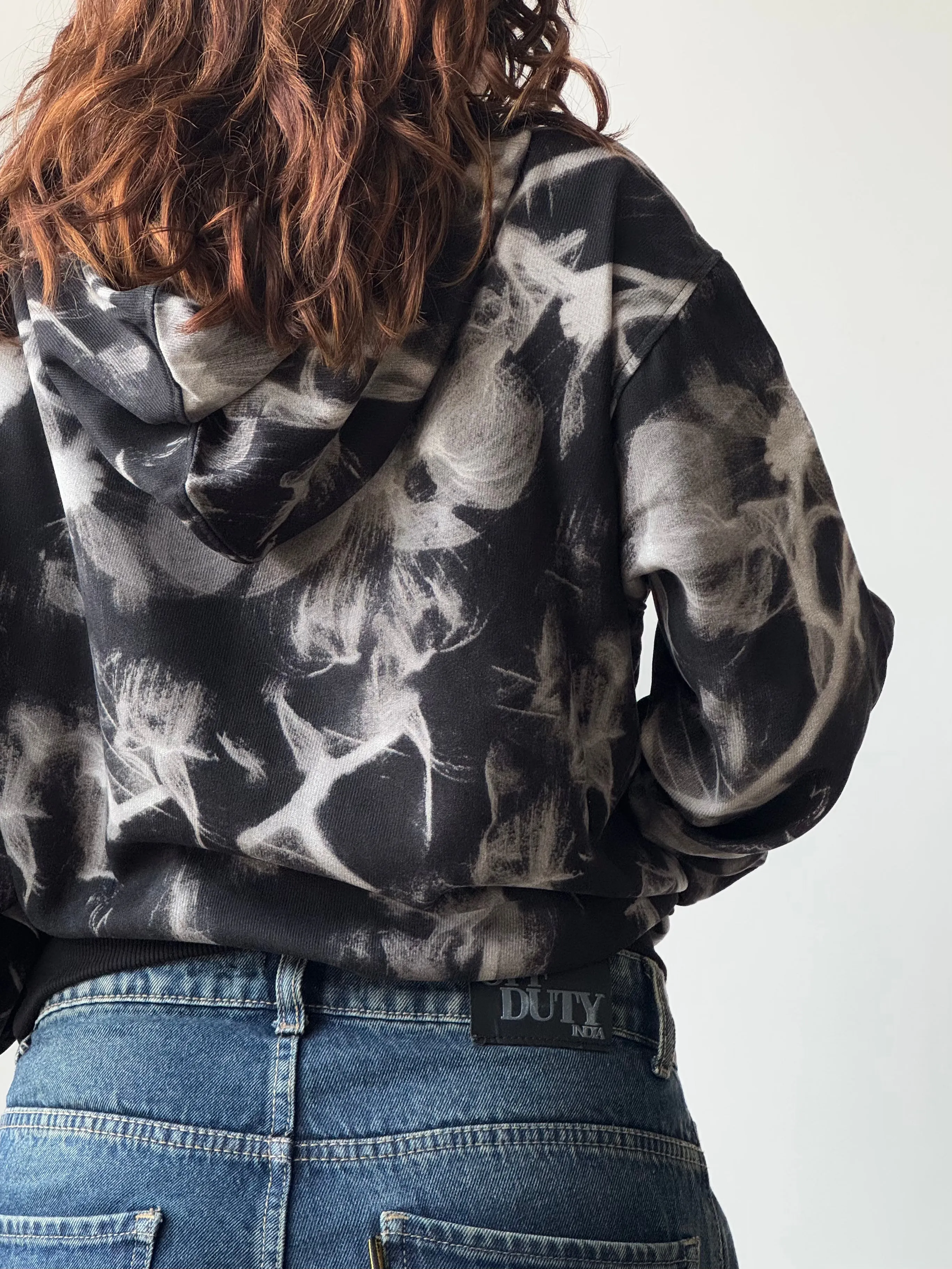 Abstract Smoke Print Oversize Hoodie