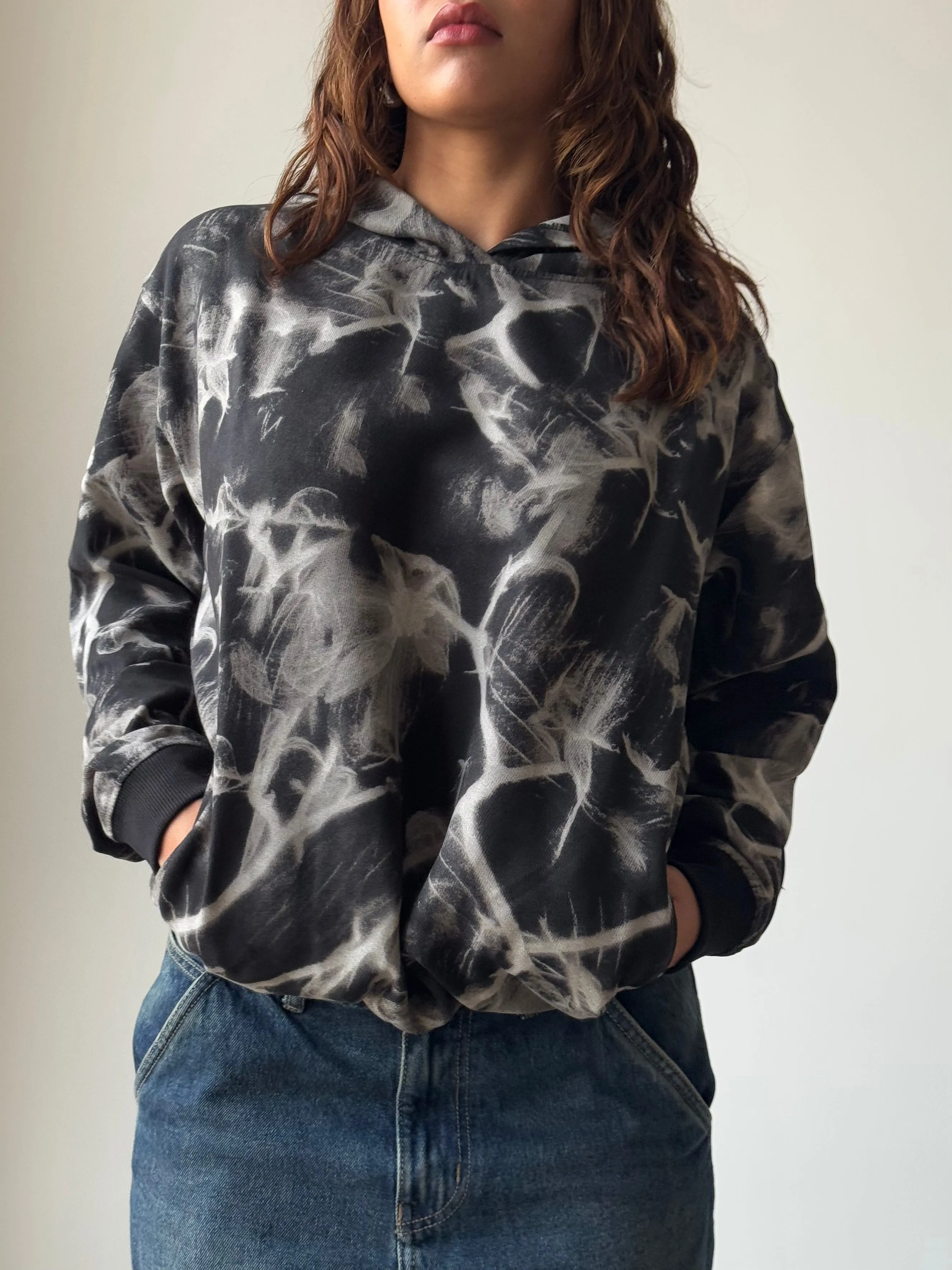 Abstract Smoke Print Oversize Hoodie
