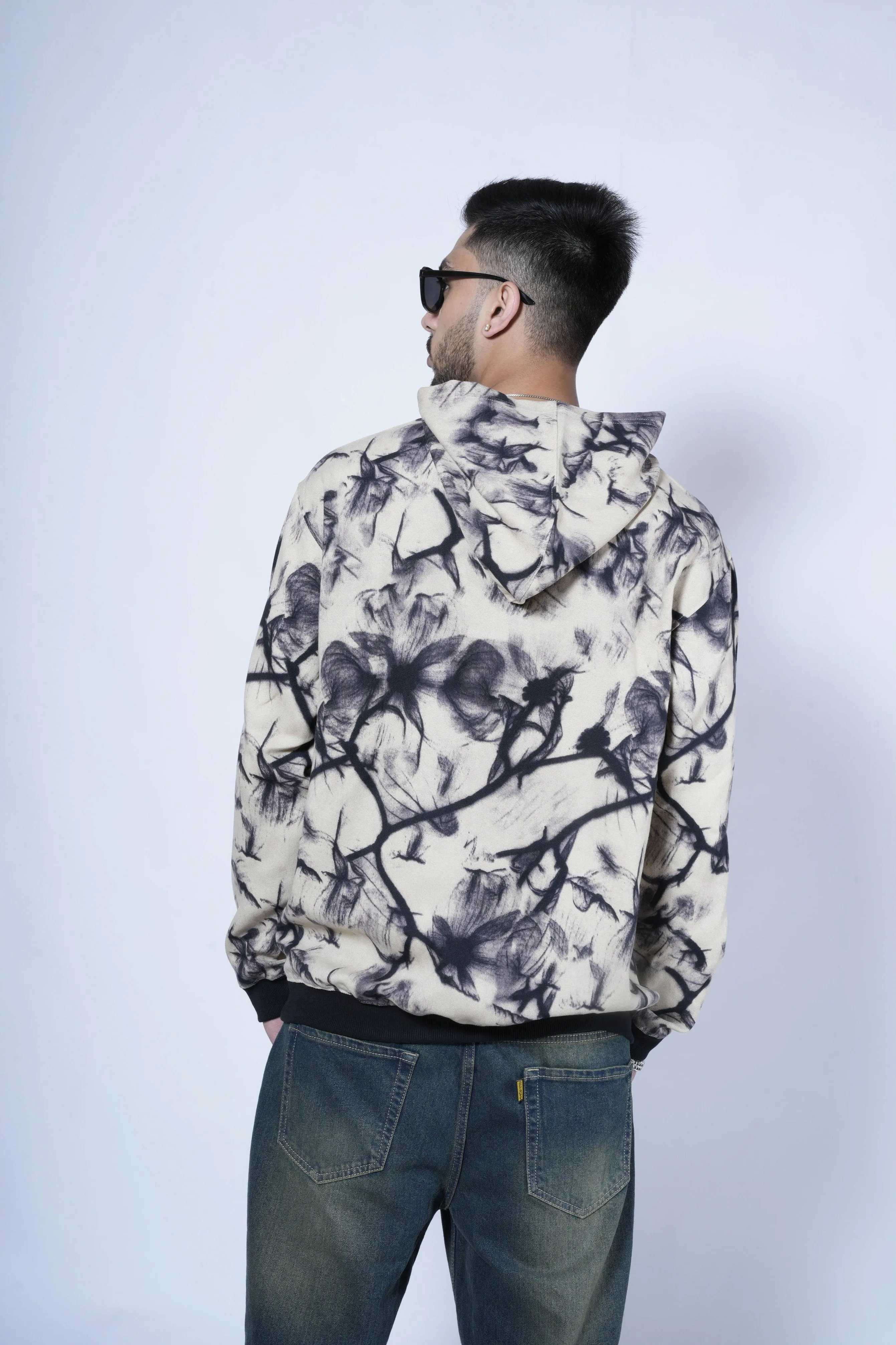 Abstract Smoke Print Oversize Hoodie