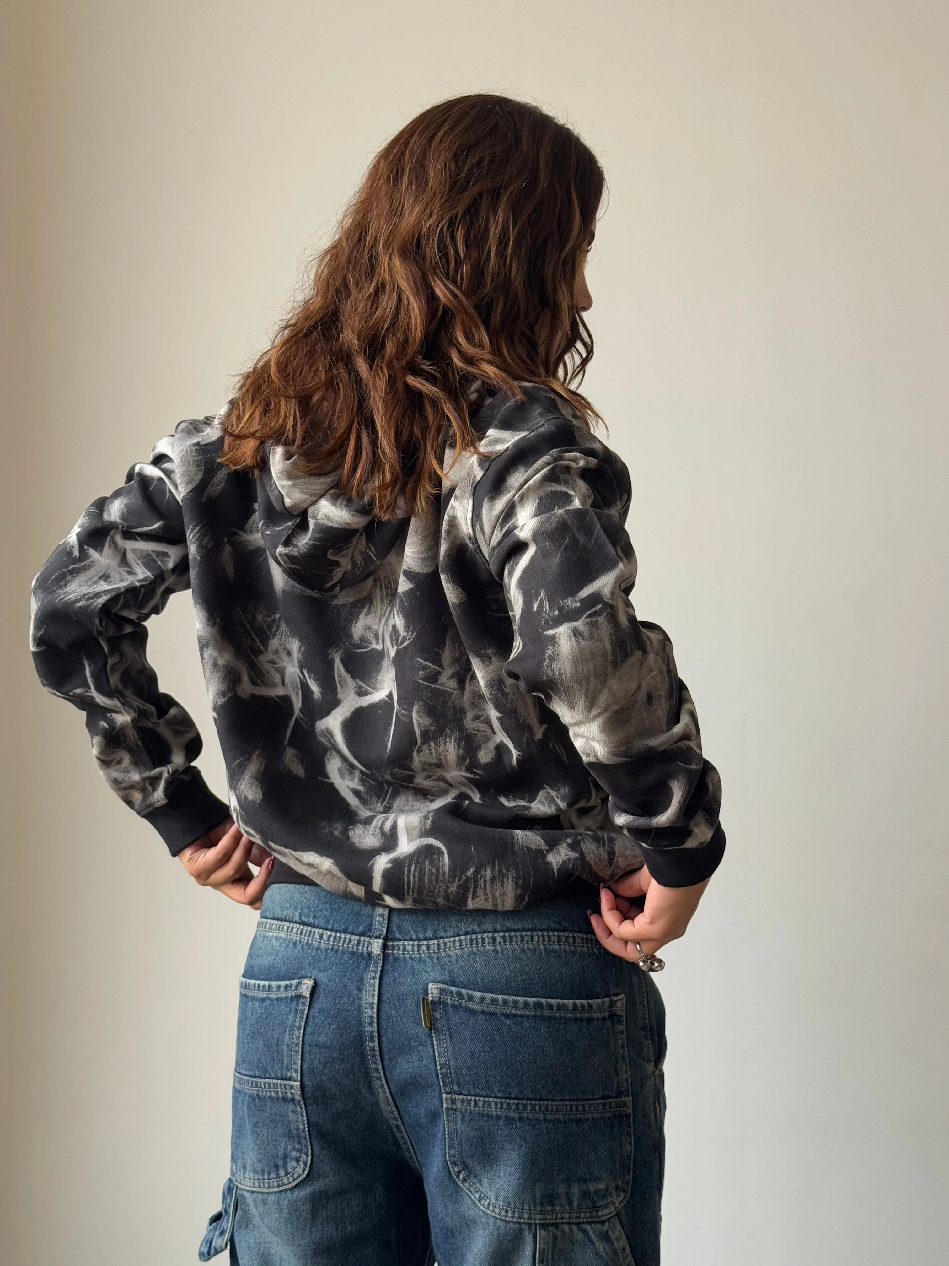 Abstract Smoke Print Oversize Hoodie