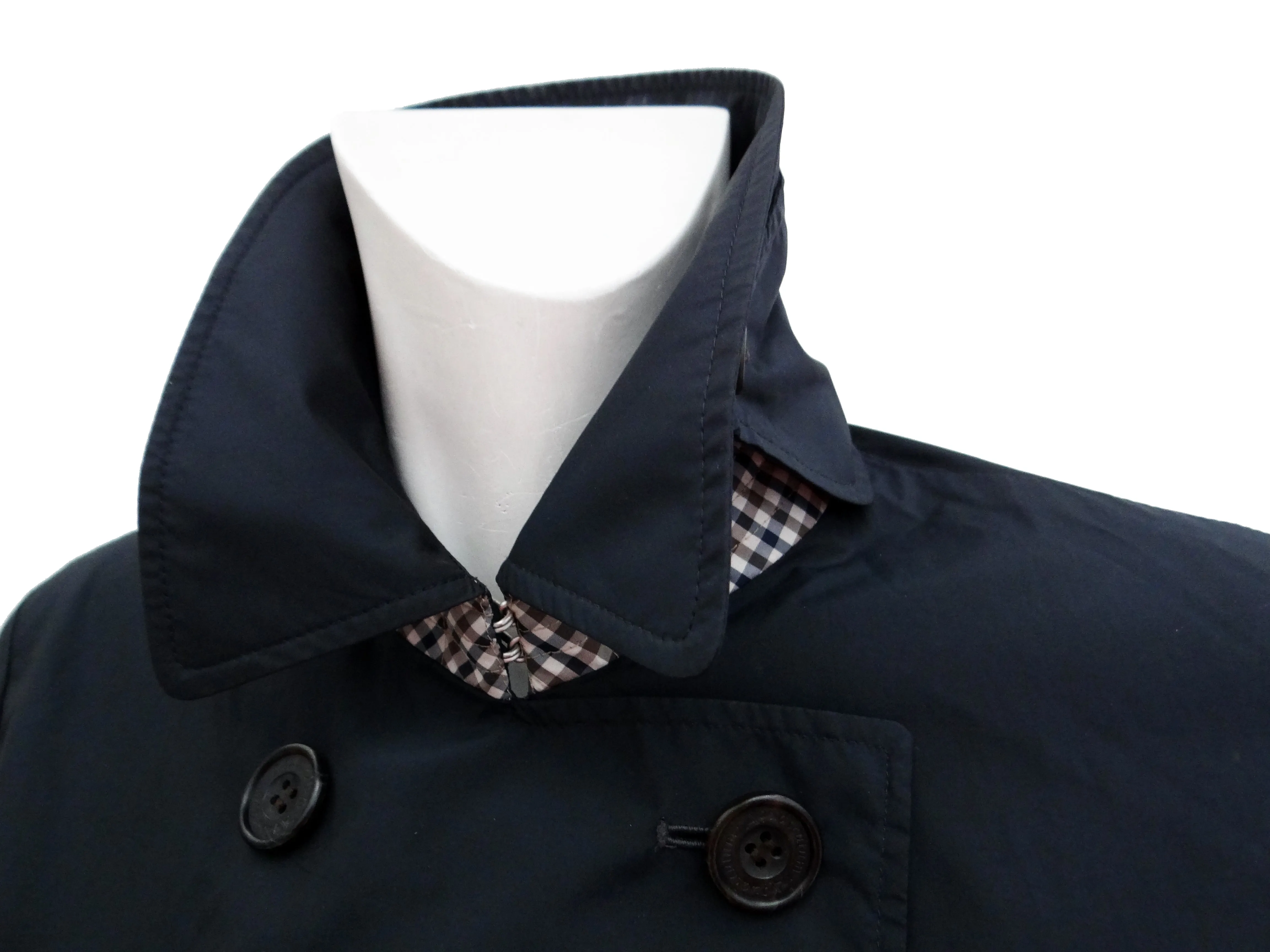 Aquascutum Classic Navy Rain Coat, UK8-10