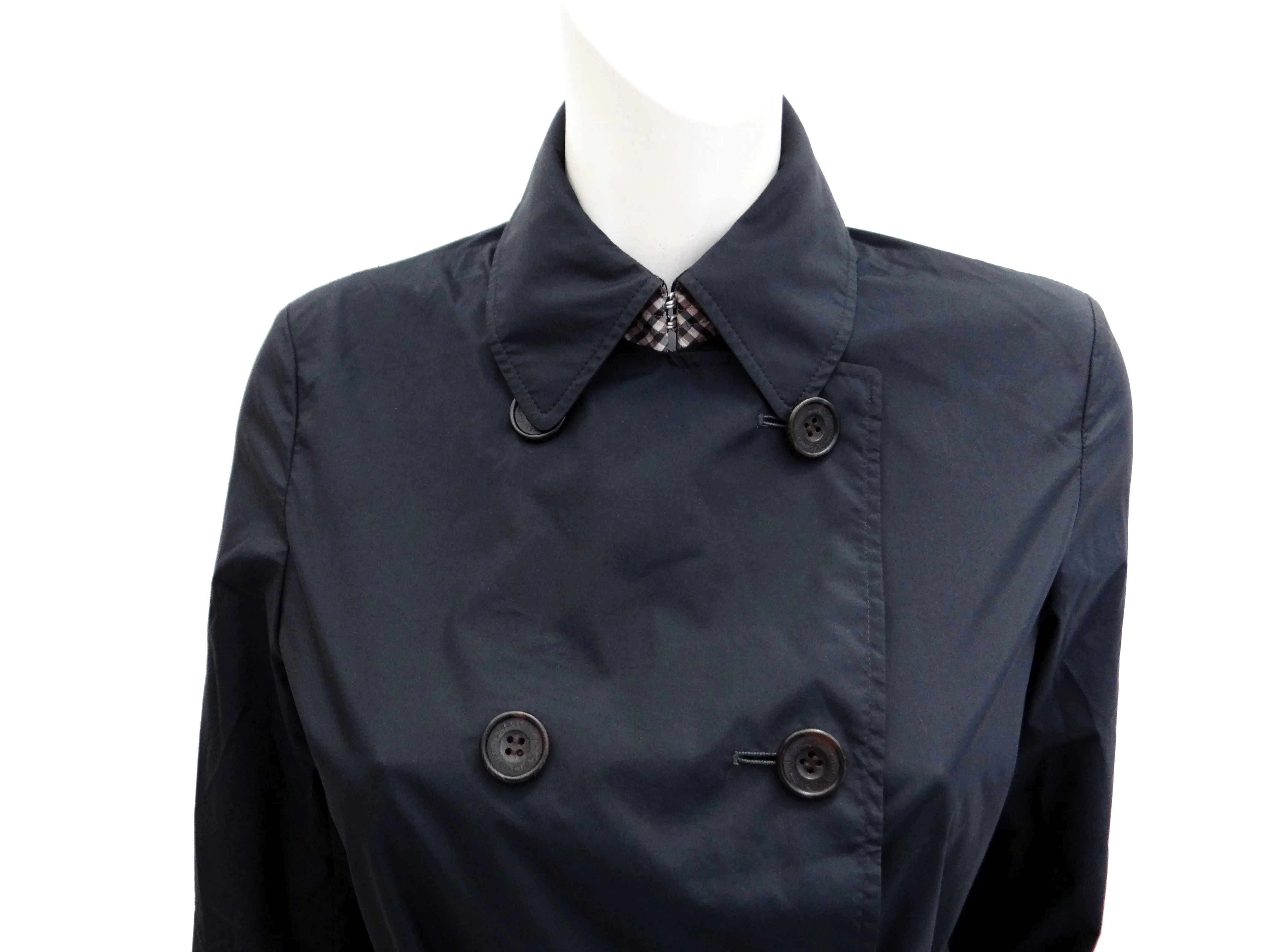 Aquascutum Classic Navy Rain Coat, UK8-10