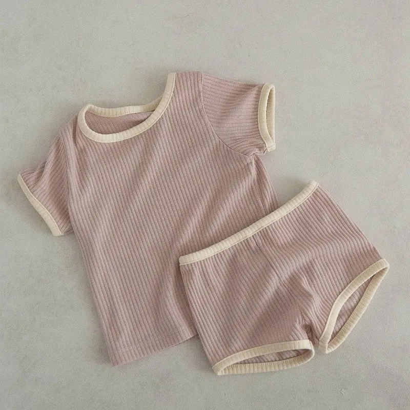 Baby/Toddler Casual Matching T-shirt and Shorts Set (4 Colors)