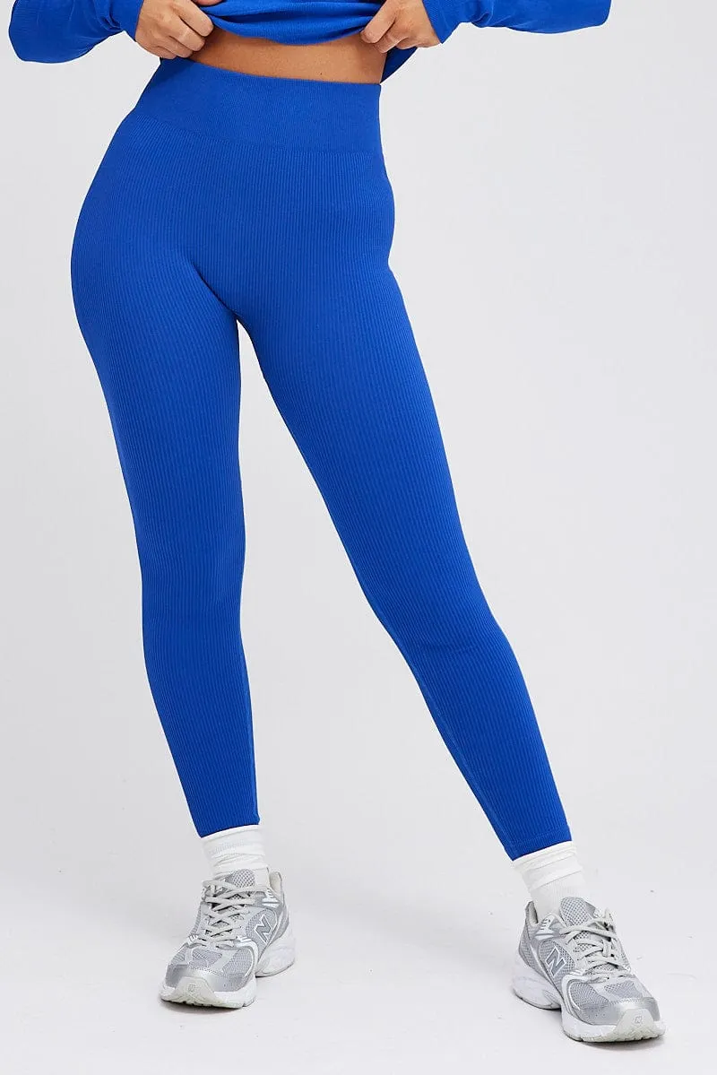 Blue Leggings Seamless Activewear