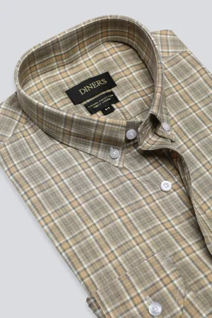 Brown Gingham Check Casual Shirt