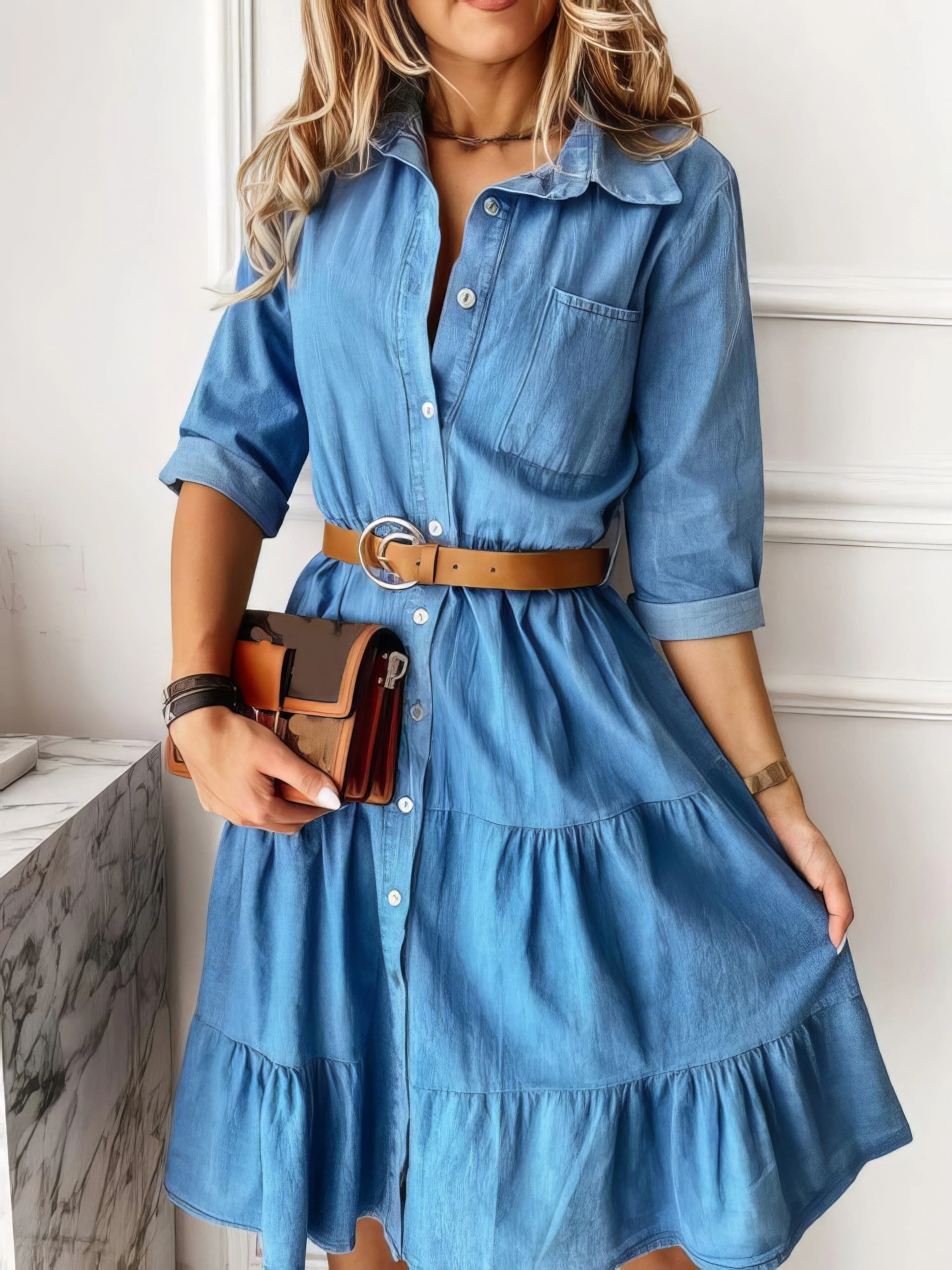 Casual Denim Shirt Dress