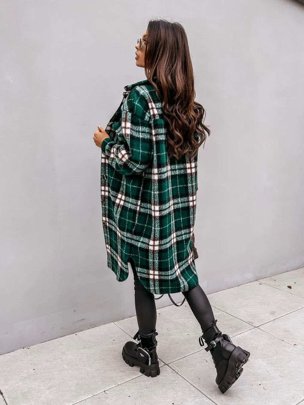 Classic Long Plaid Coat For Women