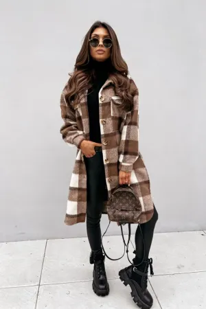 Classic Long Plaid Coat For Women