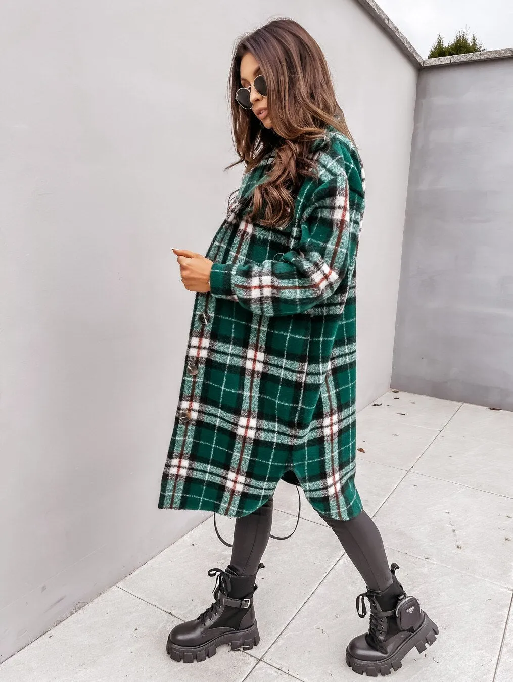 Classic Long Plaid Coat For Women