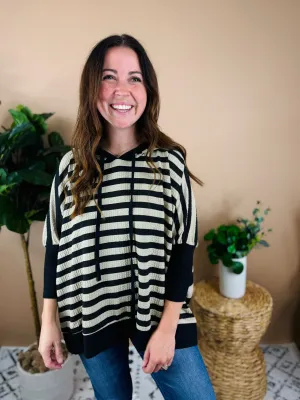 Come To Me Striped Oversized Pullover