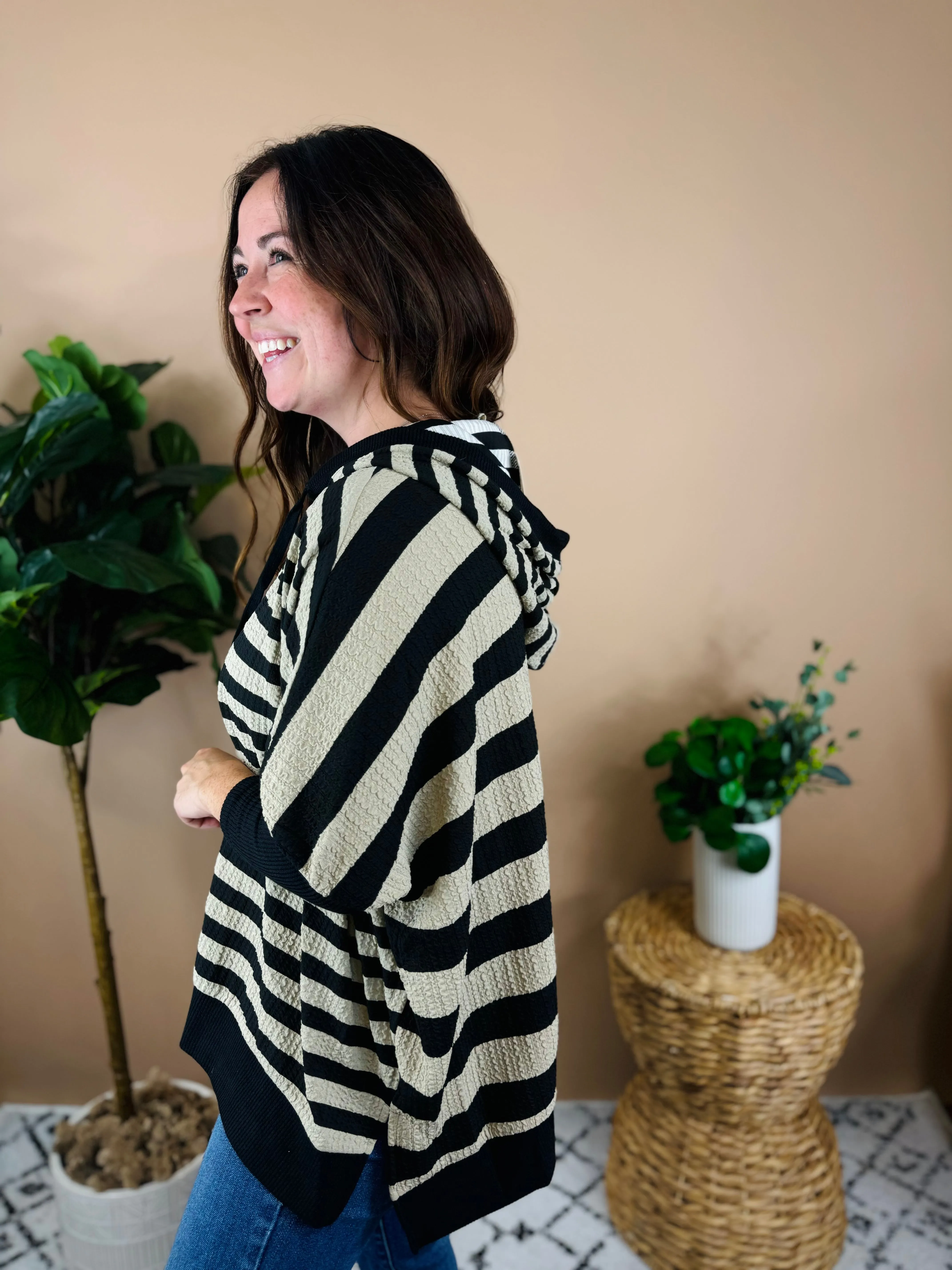 Come To Me Striped Oversized Pullover