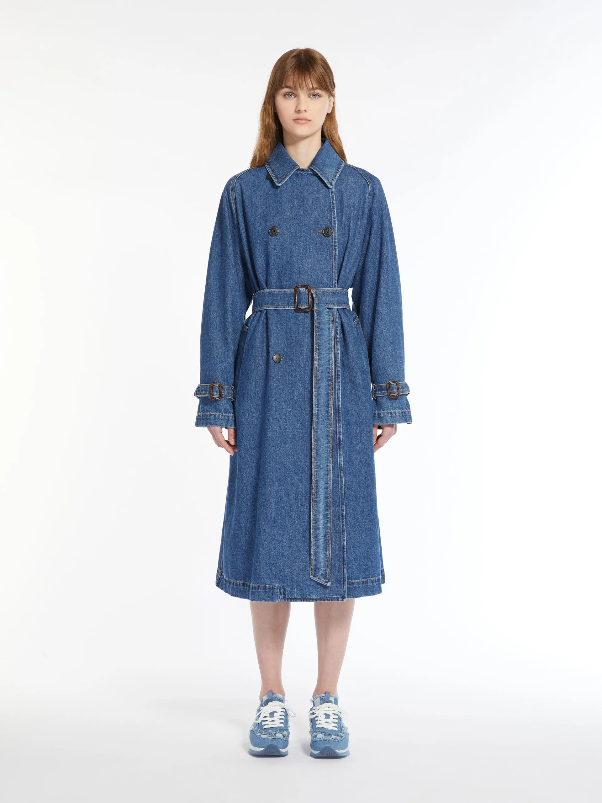 Denim trench coat