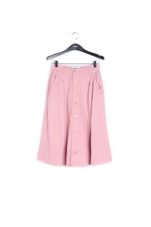 Dusty pink cotton pleated midi skirt