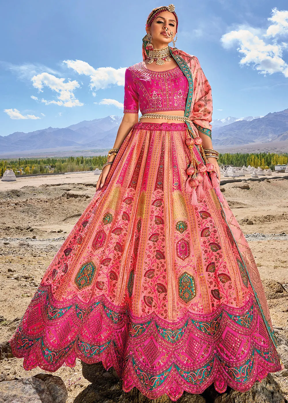 Fuchsia Pink Designer Style Embroidered Traditional Lehenga Choli
