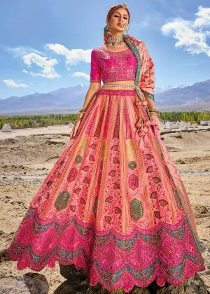 Fuchsia Pink Designer Style Embroidered Traditional Lehenga Choli