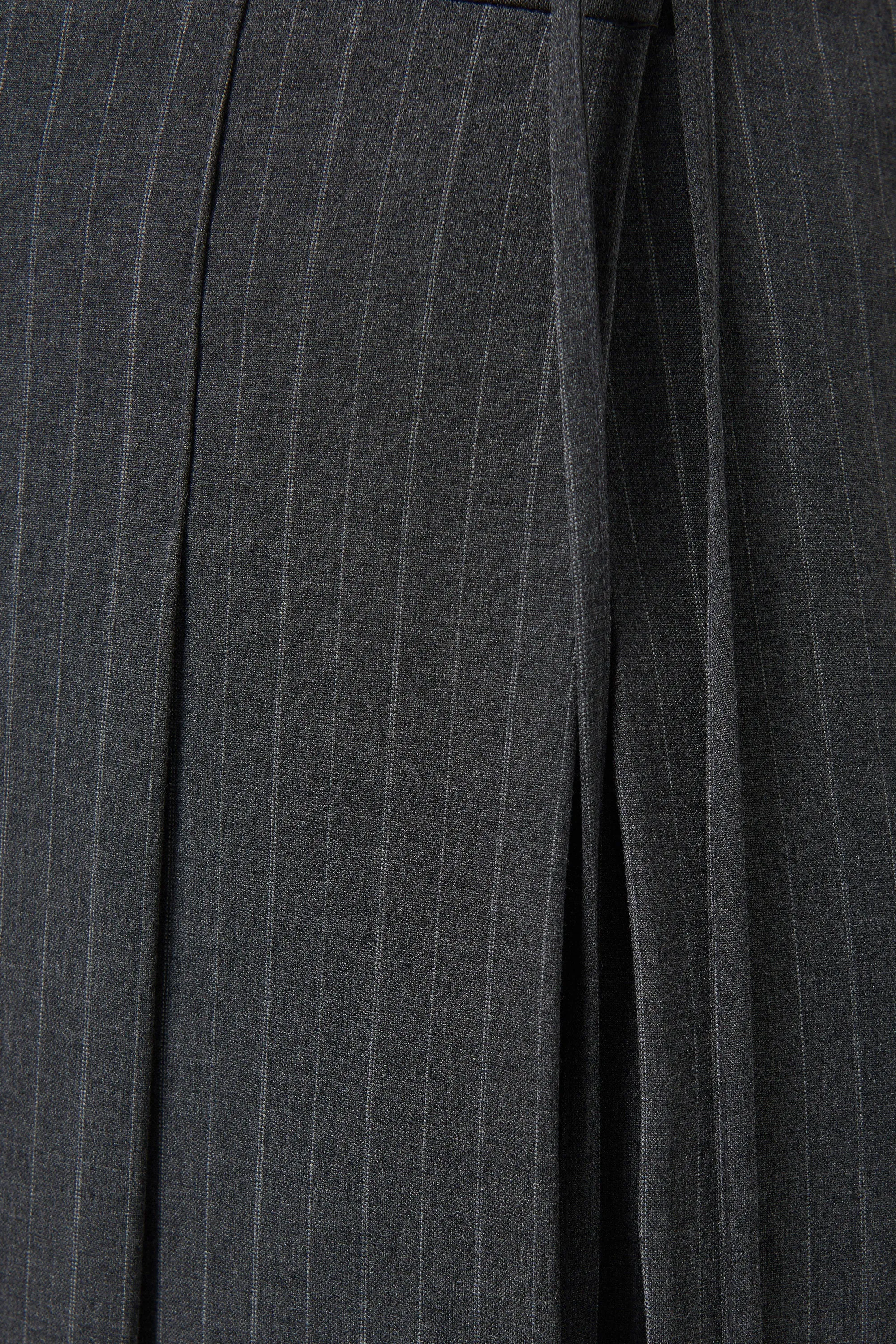 Grey Ribboned Pleats Skirt