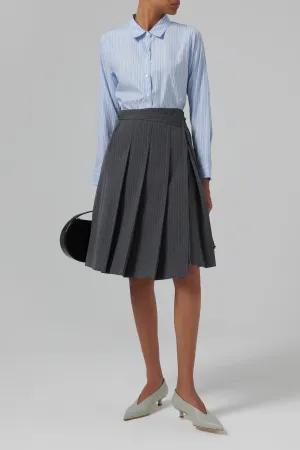 Grey Ribboned Pleats Skirt