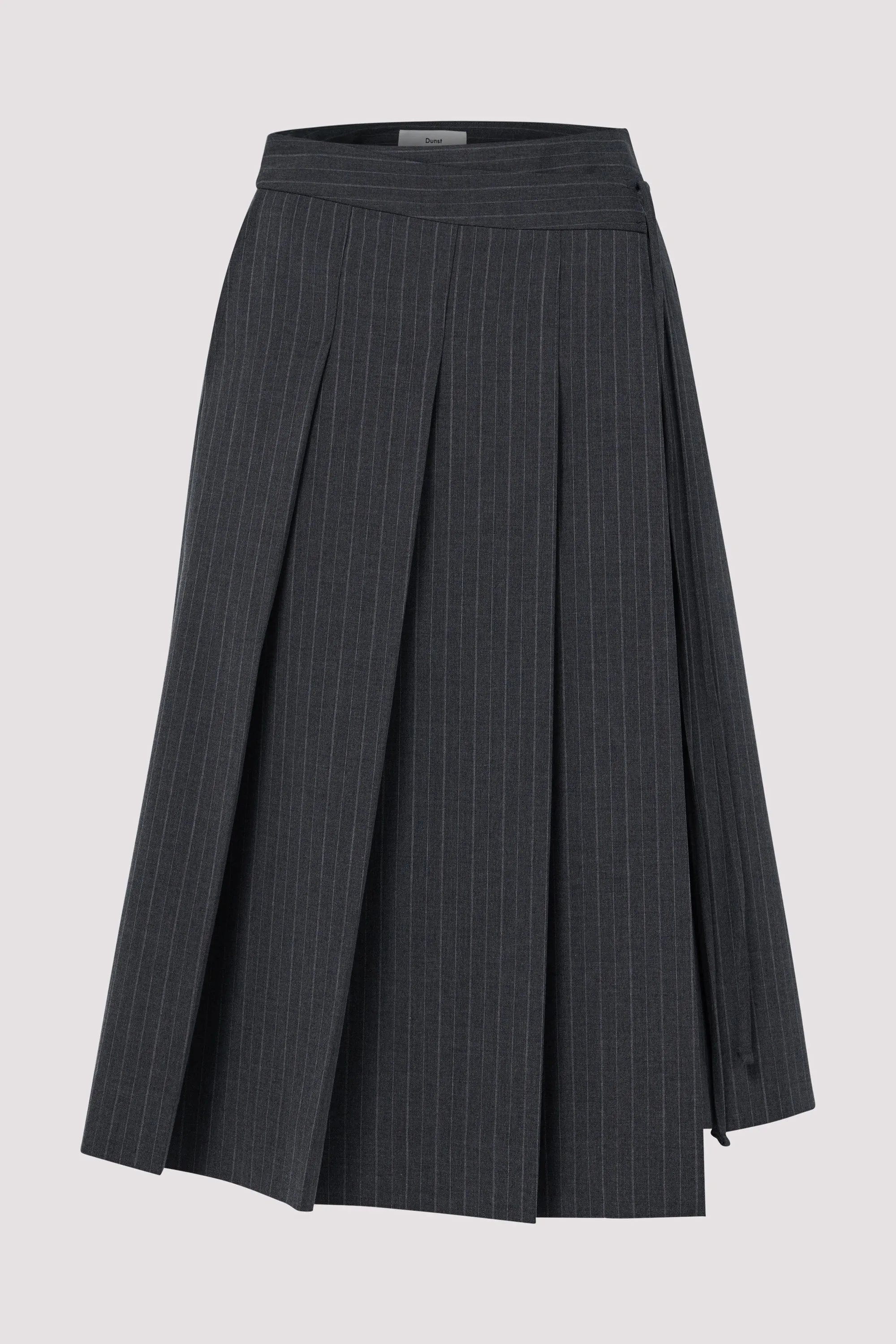 Grey Ribboned Pleats Skirt