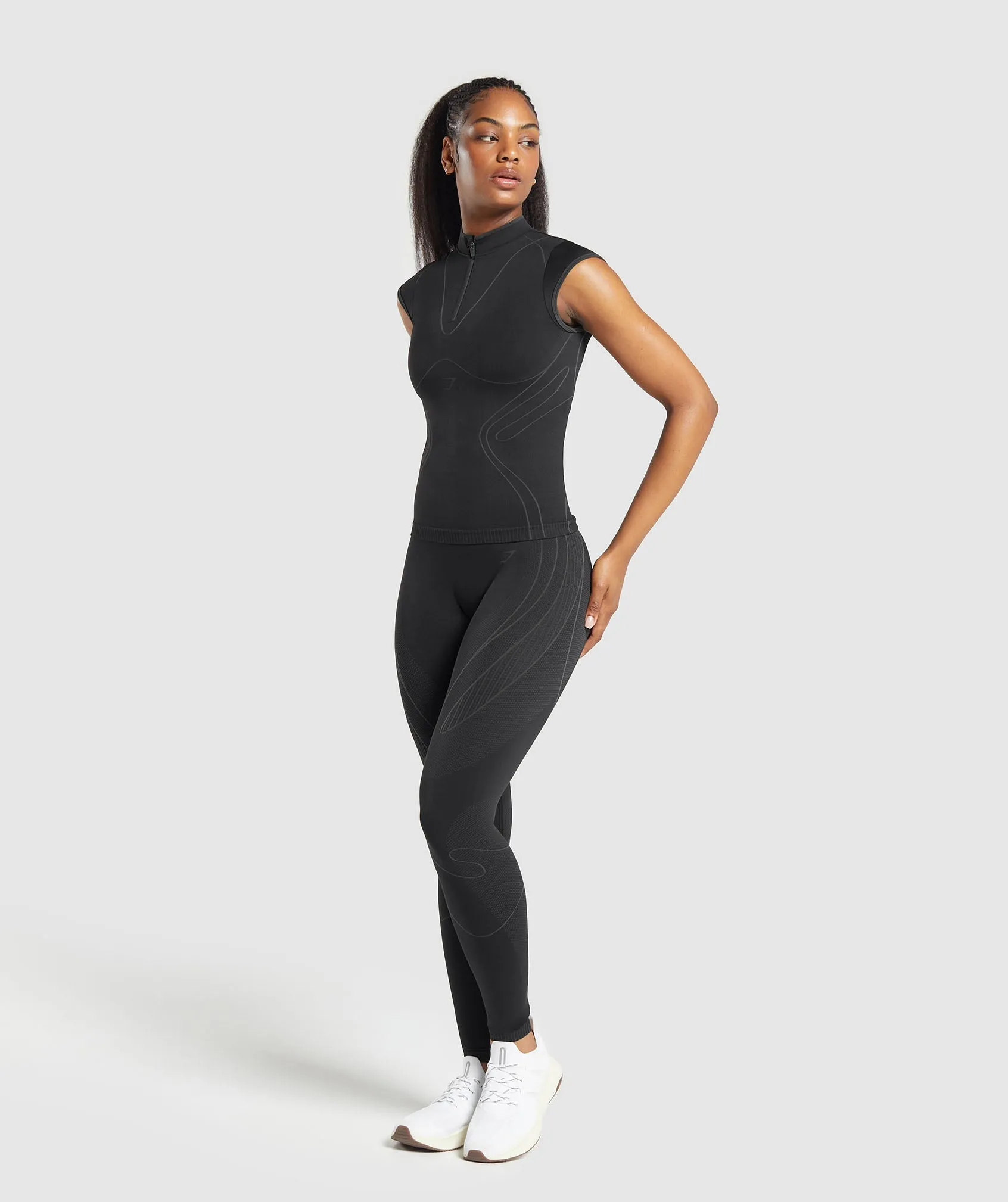 Gymshark Contour Heart Seamless Leggings - Black/Asphalt Grey