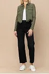 HIDDEN Military Olive Frayed Cropped Fitted Jacket