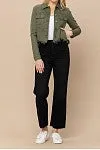HIDDEN Military Olive Frayed Cropped Fitted Jacket