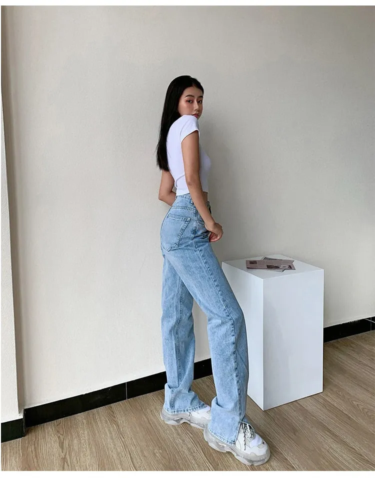 High Waisted Straight Leg Jeans