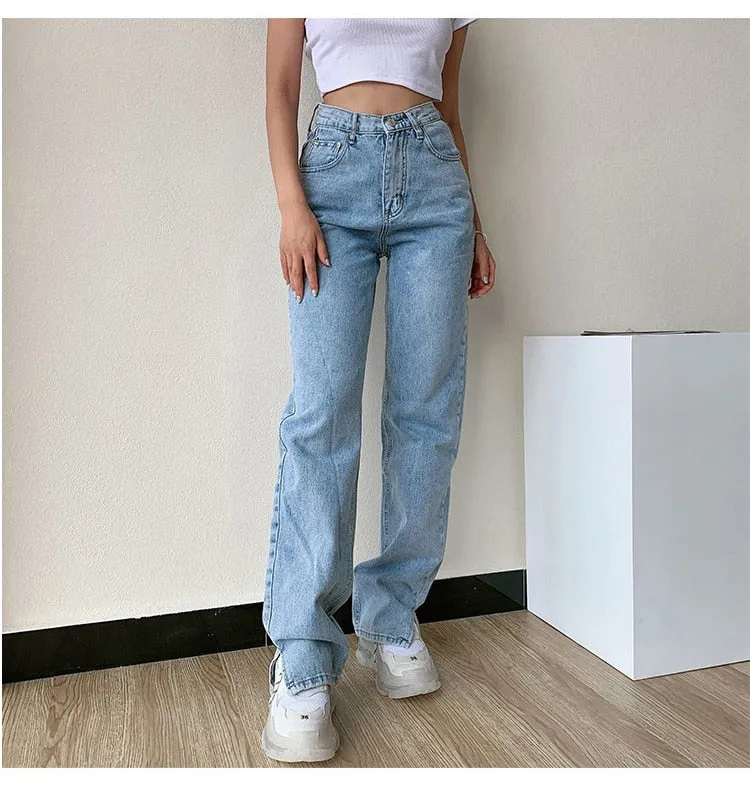 High Waisted Straight Leg Jeans