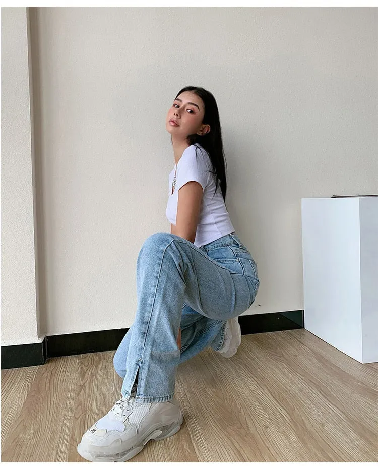 High Waisted Straight Leg Jeans