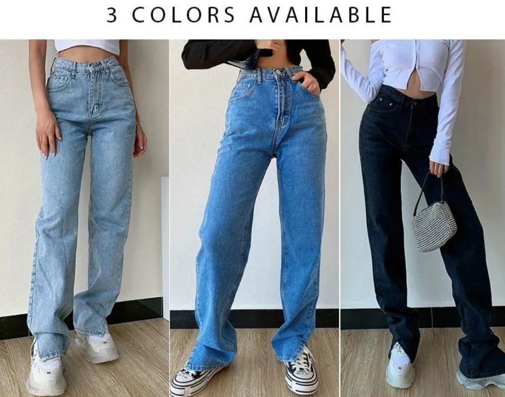 High Waisted Straight Leg Jeans
