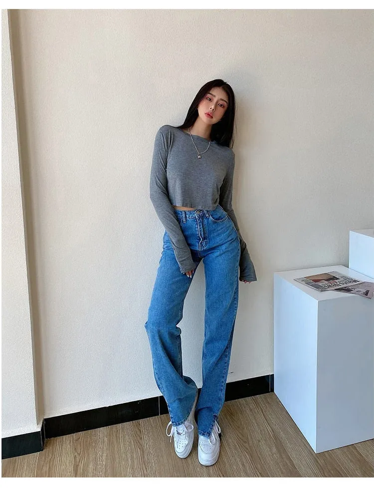 High Waisted Straight Leg Jeans