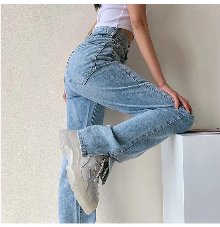 High Waisted Straight Leg Jeans