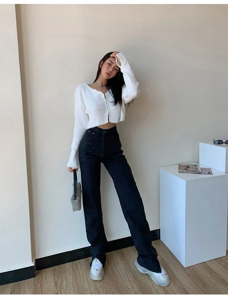 High Waisted Straight Leg Jeans