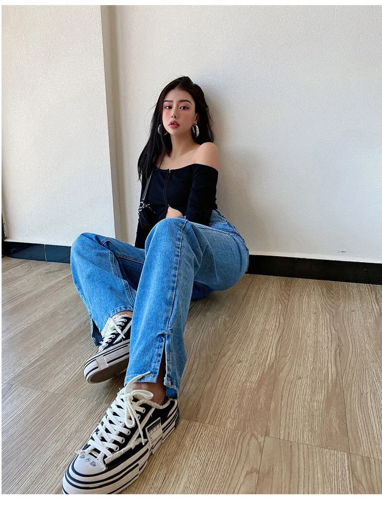 High Waisted Straight Leg Jeans