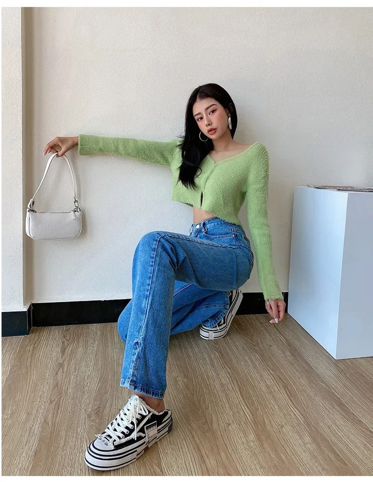 High Waisted Straight Leg Jeans