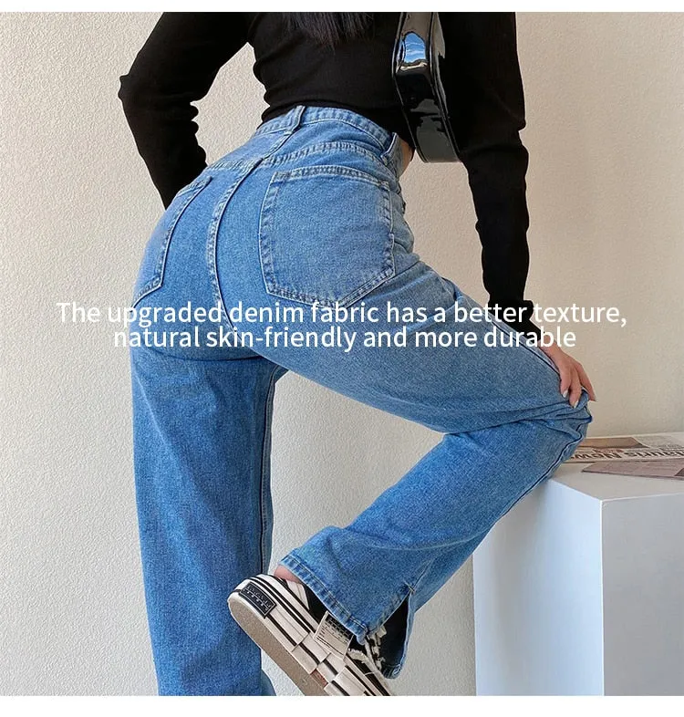 High Waisted Straight Leg Jeans
