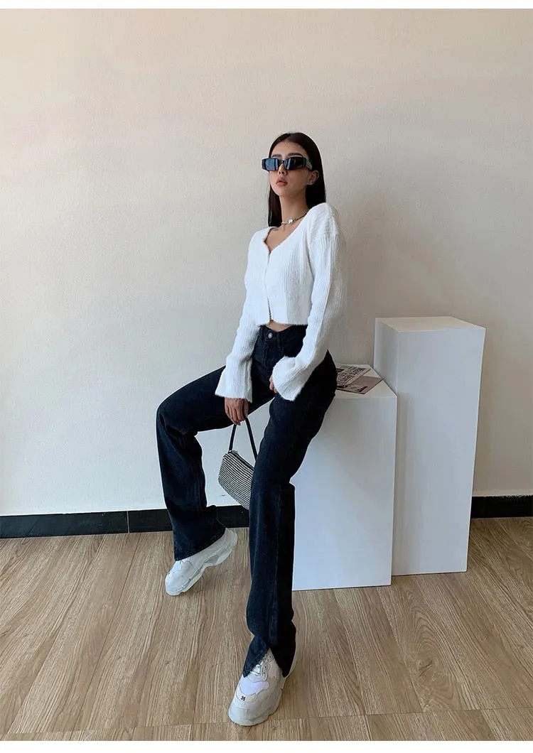 High Waisted Straight Leg Jeans