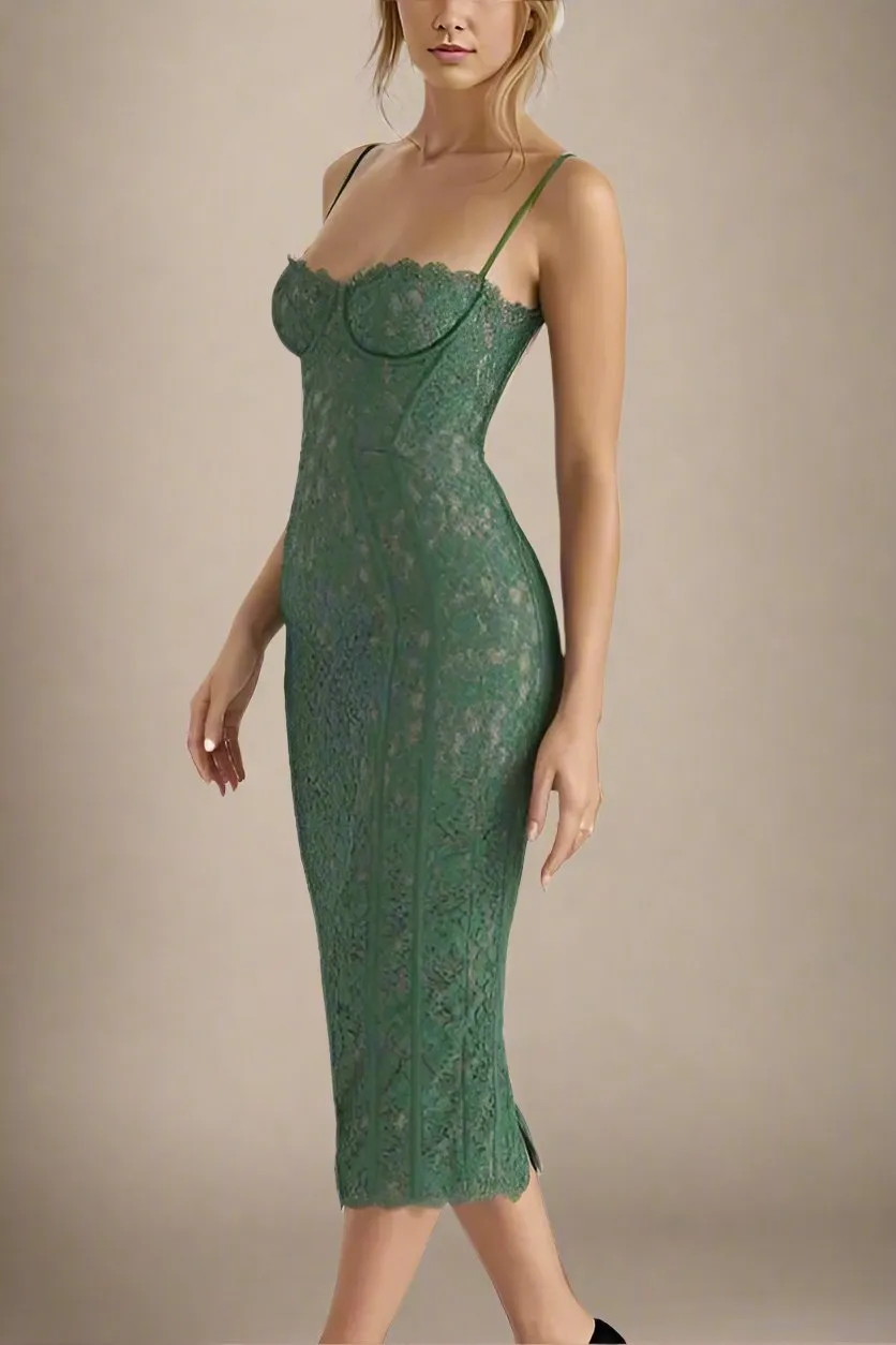 Honor Bodycon Midi Dress - Emerald Green