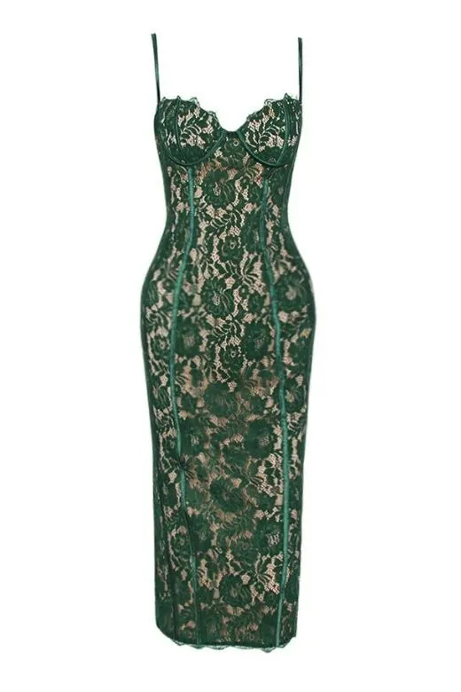 Honor Bodycon Midi Dress - Emerald Green