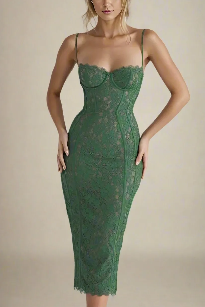 Honor Bodycon Midi Dress - Emerald Green