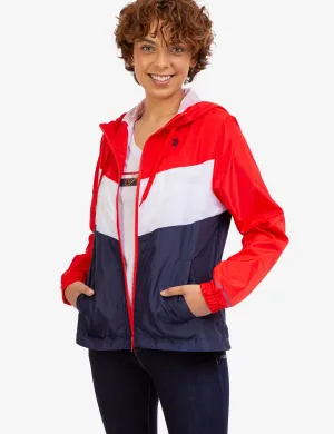HOODED ZIP FRONT CHEVRON WINDBREAKER