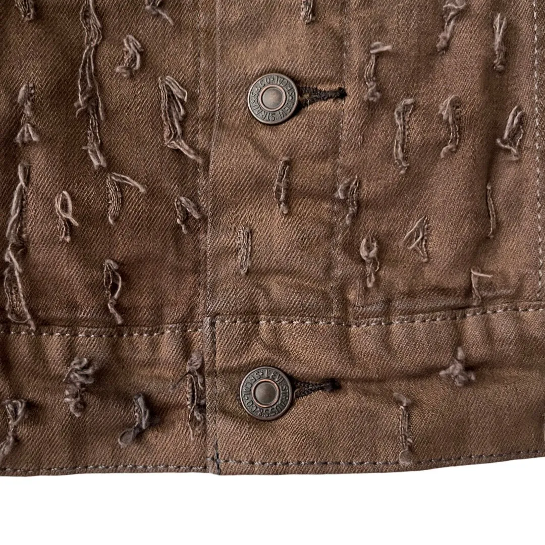 Levi's Denim Trucker Jacket (distressed) in Backwoods / X-SMALL (or Women's Small/Medium)