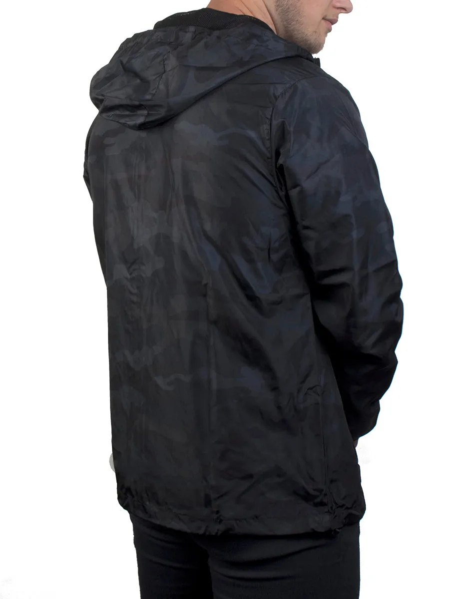 Lightweight Windbreaker Jacket - Black Camo
