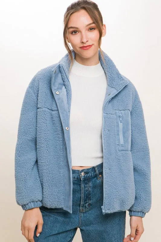 Love Tree Sherpa Puffer Jacket